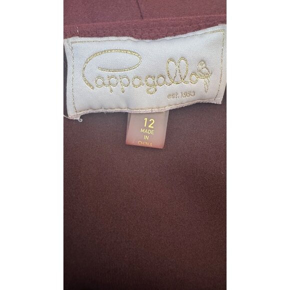 Pappagallo Size 12 Burgundy Suede-Style Scalloped Hem Dress - Picture 2 of 16